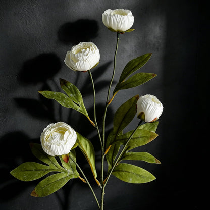 Cherica 6Pcs Viral Peony Artificial Flowers for Vase，27in Real Touch Fake Flowers Branches with Flexible Wired Stems for Home Decor DIY Bouquet Centerpieces Wedding Shower Fillers Arrangements,White