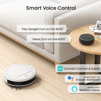 Lefant M210P Robot Vacuum Cleaner, Super Thin, Powerful Suction, Quiet, Self-Charging, Ideal for Pet Owners, Cleans Hard Floors to Medium-Pile Carpets, 120 Mins Runtime, APP/WiFi/Alexa Control, Gray