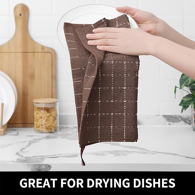Homaxy 100% Cotton Terry Kitchen Dish Cloths, Ultra Soft and Absorbent Dish
