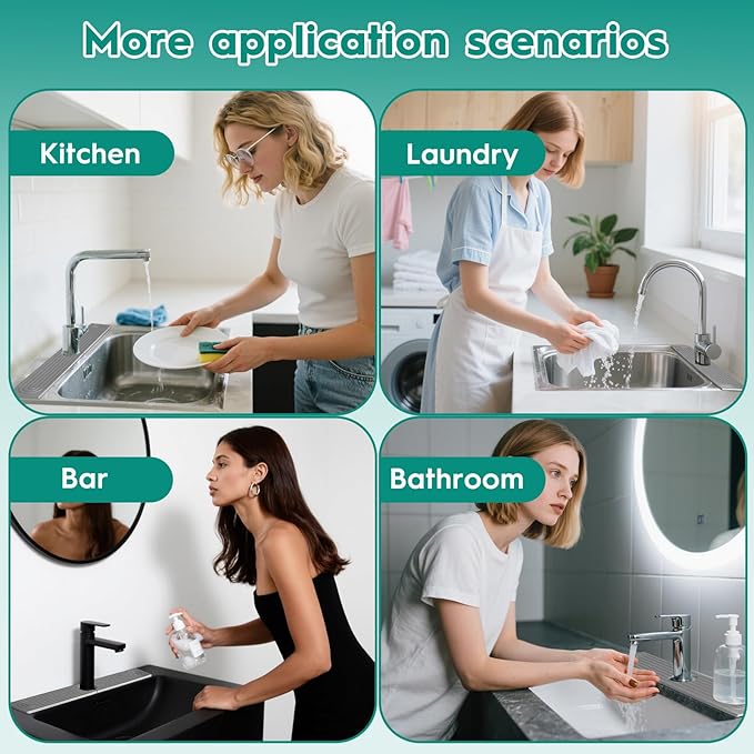 24 Inch Stone Faucet Mat for Kitchen Sink, Kitchen Sink Splash Guard-Water
