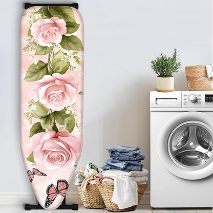 Nuxovilar Pink Roses with Butterflies Ironing Board Cover, This Cover Fits Most
