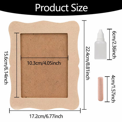 WOOPSOO Diy Picture Frame kit Handmade Shell Fragment Decoration Picture Frames Family Gifts Crafts Photo Frame for Kid 7 inch Wooden Picture Seashell Frames for Crafts Birthday Party