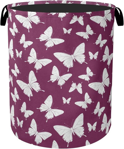 Purple Butterfly Silhouette Laundry Basket