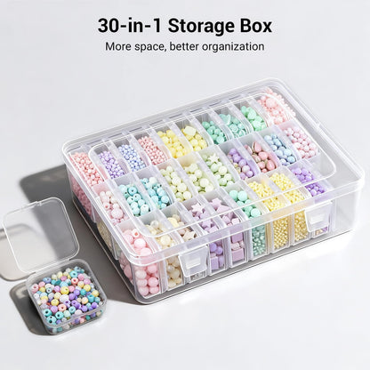 Bead Organizer Box, 30 Pcs Small Beads Storage with 84 Label Stickers, Clear Plastic Small Containers for Jewelry Making, Diamond Painting, DIY Art Crafts, Bracelet Making, Nail Rhinestones, Seeds