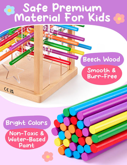 Montessori Wooden Board Game for Kids 4-6，Math Educational, Fine Motor Skills Toy for 3+ Year Olds Girls Boys, Classic Table Game for Family Night Gift for Boys and Girls