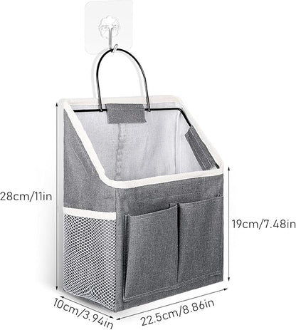 3pcs Wall Hanging Organizer Bag, Linen Fabric Door Hanging Storage Basket