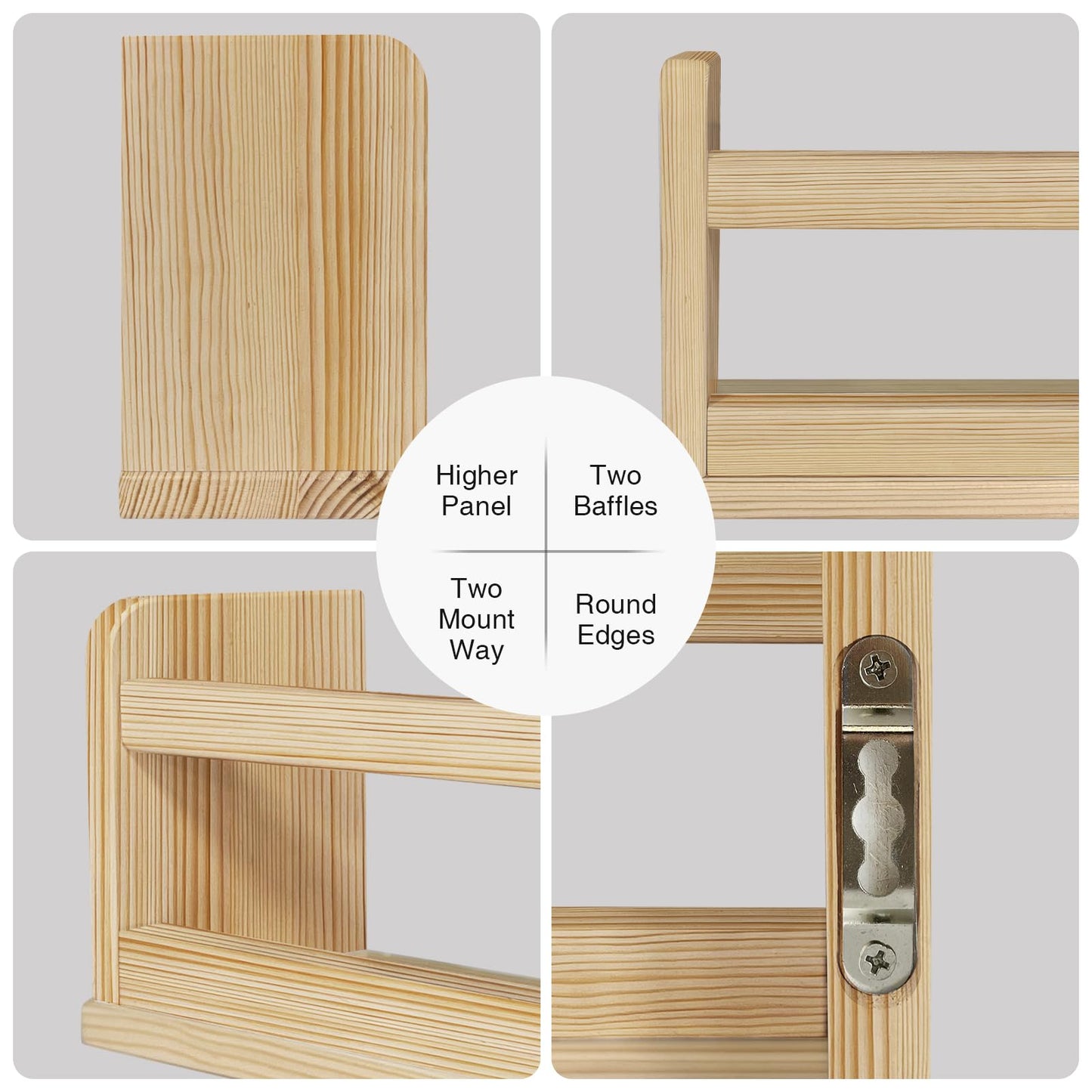 Harwaya Natural Wood Wall Bookshelf for Kids Bedroom Set of 3, 24 Inch Wooden Floating Nursery Book Shelves for Baby Boy Girl Room, Wall Mounted Toddler Book Shelf for Toy Organizers and Storage