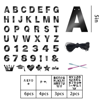 131 PCS Custom Banner DIY Letter Banners Personalized Banner for Birthday Congratulations Wedding Party Banners Black 5-inch