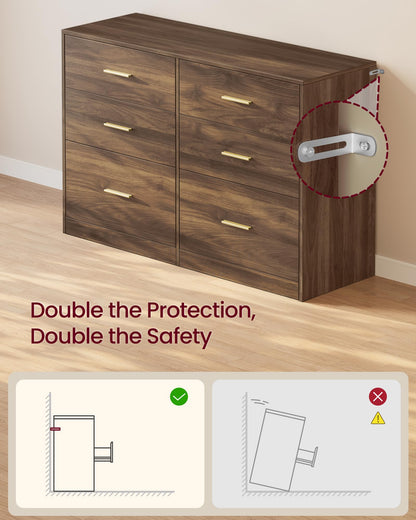 VASAGLE Custos Collection - Dresser for Bedroom, Chest of Drawers for Closet, Modern Style, TV Stand for Living Room, 6 Drawers, 15.8 x 46.9 x 30.7 Inches, Walnut Brown ULTS416KE01S