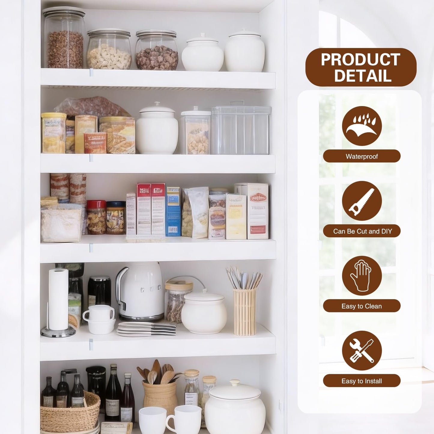 Supiezent Wire Shelf Covers for Pantry,Closet,Wire Rack Covers for Shelves,Pantry,Shelf Covers for Wire Shelving,(5 Pcs) (White, 40 * 12inch)