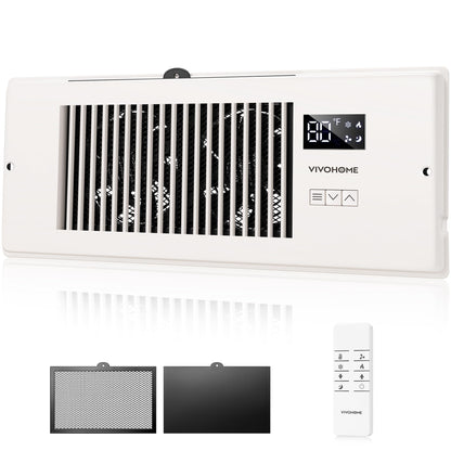 VIVOHOME Quiet Register Booster Fan with Opening 4" x 12" - Smart Thermostat, 10-Speed Control, Removable Dust-proof Mesh & Register Blocker, White