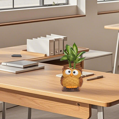 Qhzxcvlk Cute Resin Owl Succulent Pot - Indoor Plant Planter for Desktop, Windowsill, Home & OfficeDecor-Uniaue Gardenina Gift for Herbs and Flowers