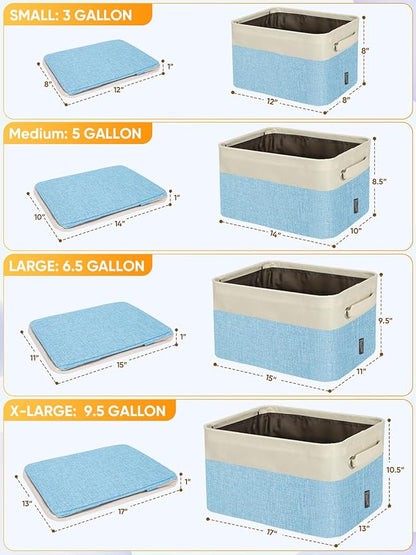 BALEINE 2 Pack Fabric Closet Storage Bins for Shelves, Linen Closet Organizers and Storage, Decorative Baskets for Organizing, Shelf, Clothes, Home, Office (Skyblue, 15''x11''x9.5'')