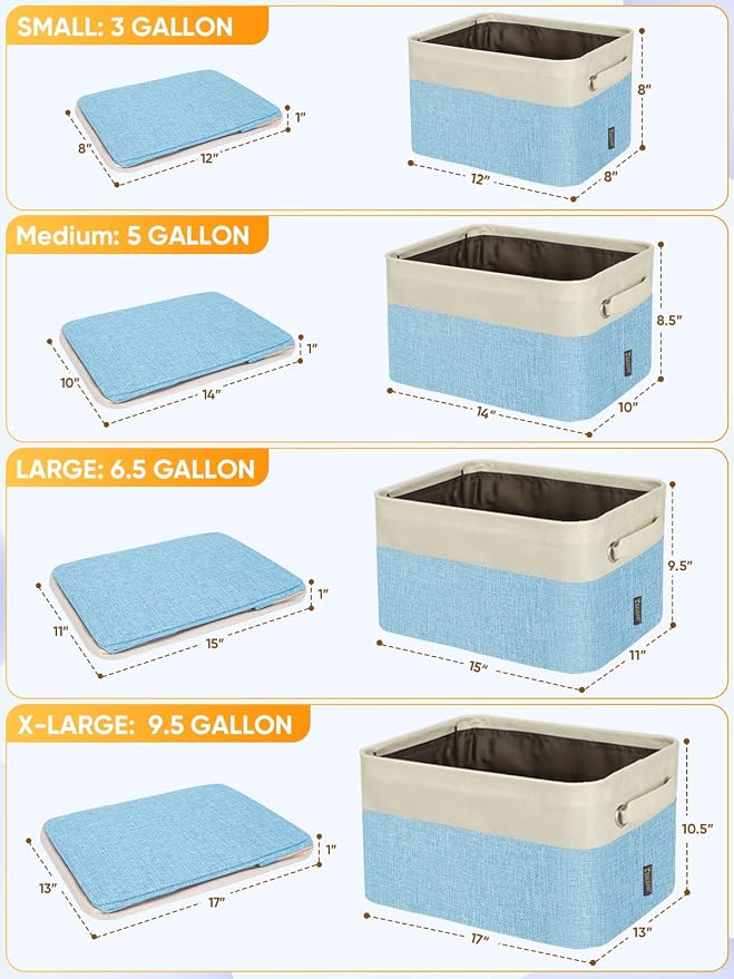 BALEINE 1 Pack Fabric Closet Storage Bins for Shelves, Linen Closet Organizers and Storage, Decorative Baskets for Organizing, Shelf, Clothes, Home, Office (Skyblue, 17''x13''x10.5'')