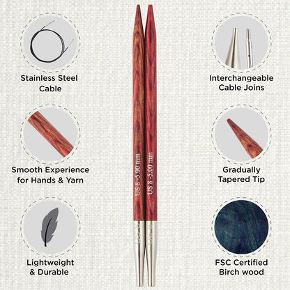 KnitPro Dreamz Mini Interchangeable Circular Needle Set 2" (5cm) | 8 US Sizes (2.5 to 10)