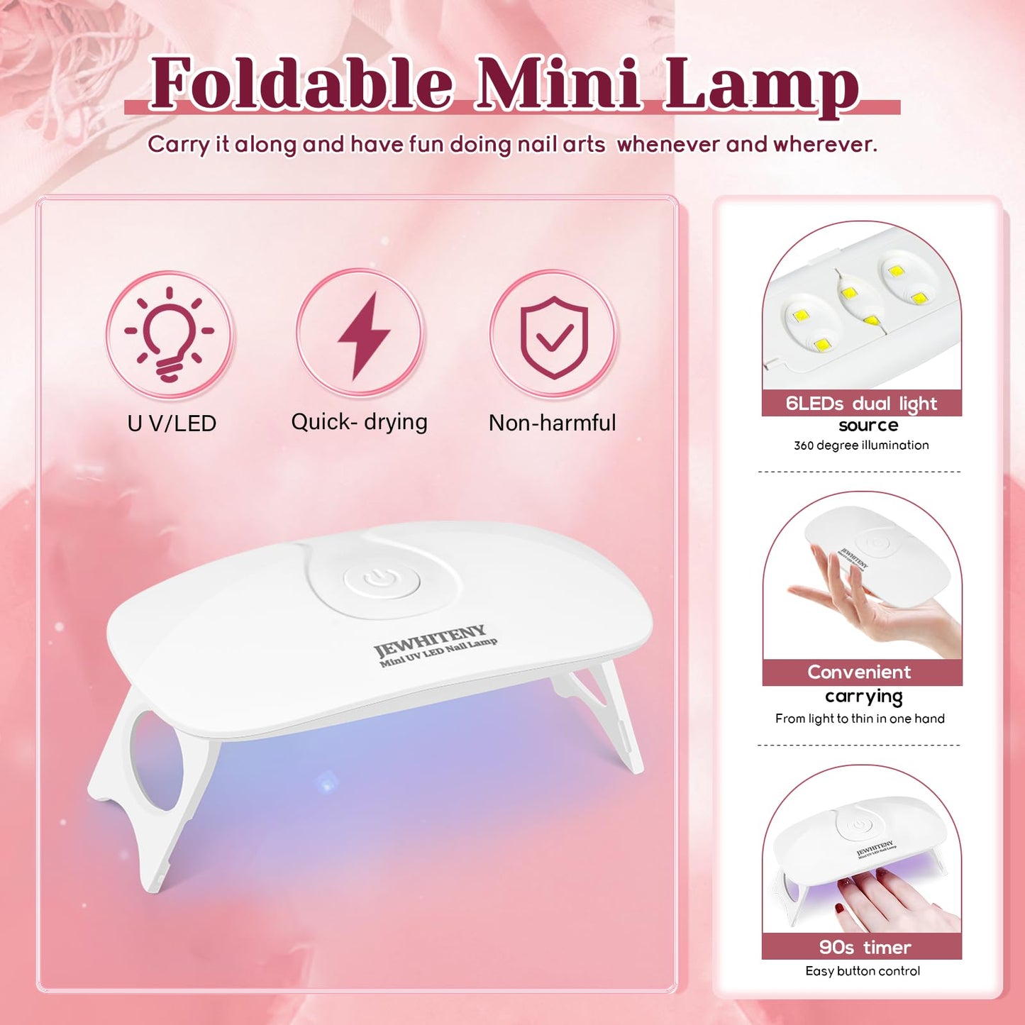 JEWHITENY Poly Extension Gel Nail Kit 14 PCS Poly Gel Kit with Slip Solution and Mini Lamp Nail Art Design Beginner