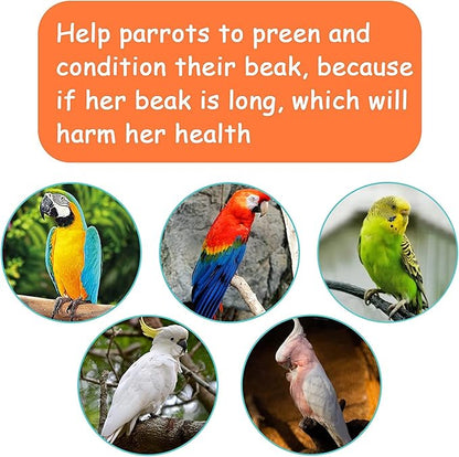 Kikerike Parrot Chewing Toy Bird Bite Toy with Colorful Wood Beads, Multicolored Natural Wooden Block Cage Toys for Macaw Cockatoo Parakeets