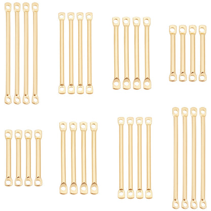 PandaHall 80pcs 14K Gold Plated Earring Links Bars Connectors, Brass 2-Hole Earring Strip Stick Golden Bar Jewelry Connector for DIY Earring Bracelet Jewelry Making Arts Crafts, 15/20/25/30mm