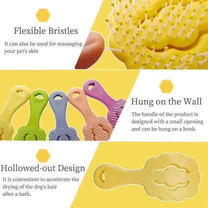 Cloud-Shaped Soft Bristle Small Dog Brush - Hollow Back Design for Easy Grooming - Ideal for Yorkie, Shih Tzu, Maltese Maltipoo Pomeranian- Puppy Essentials , Pet Hair Removal Essentials (Yellow)