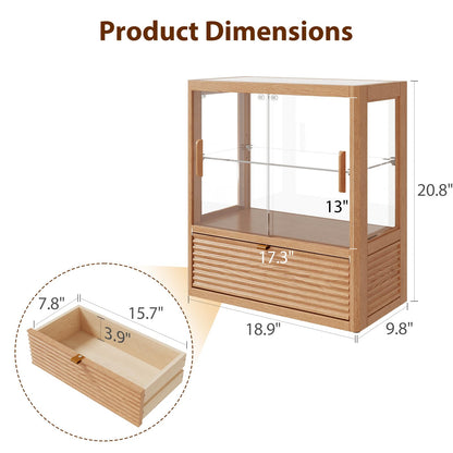 TIMBERKNOWS Solid Wood Bread Box,Double Layer Large Bread Box for Kitchen Counter,Large Capacity Wooden Bread Storage Container,Keep Bread, Bagels and Rolls Fresh, Retro Brown