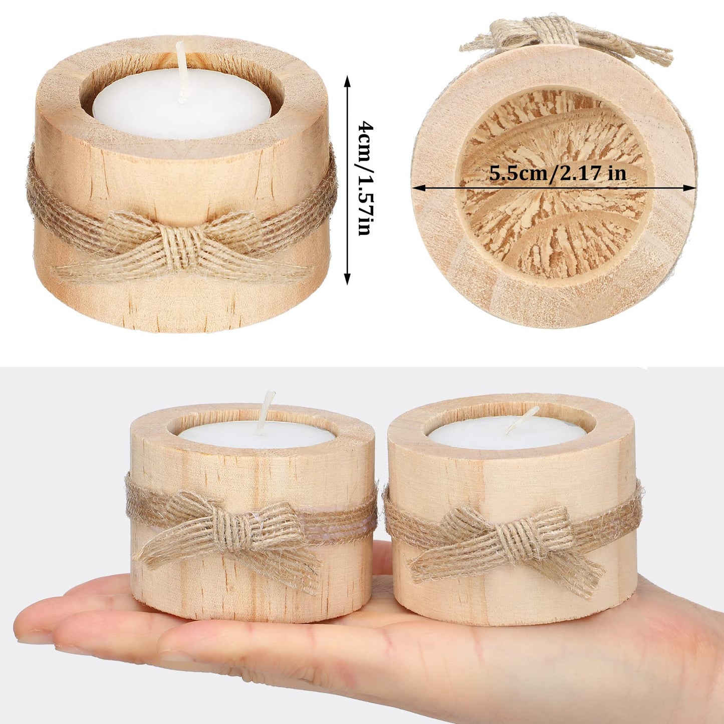 Ctosree Rustic Wedding Favors for Guests Bulk Wooden Tea Lights Candle Holder Handmade Votive Candles for Farmhouse Wedding Baby Shower Favors Party Table Centerpieces Birthday Decoration(50 Pcs)