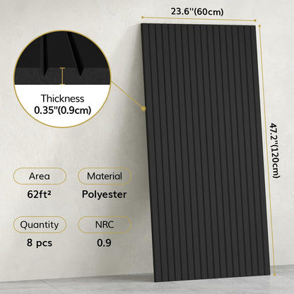 TONOR 8 Pack Large Acoustic Panels,47.2" X 23.6" X 0.35" Acoustical Wall Panel, Self-Adhesive Sound Proof Panels, Decorative Soundproof Wall Panels for Echo Absorption for Home Studio Office, Black