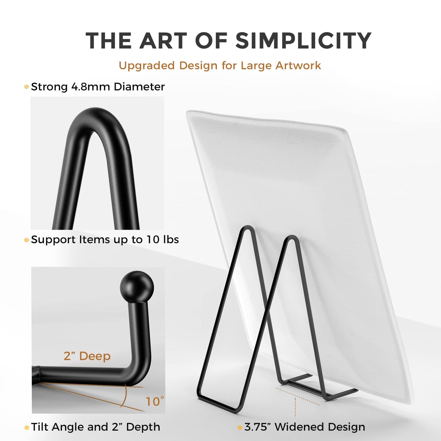 TR-LIFE 4 Pack 8 Inch Large Plate Stands for Display - Holder Stand + Metal Frame for Picture, Book, Decorative Platter, Photo Easel
