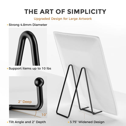 TR-LIFE 4 Pack 8 Inch Large Plate Stands for Display - Holder Stand + Metal Frame for Picture, Book, Decorative Platter, Photo Easel