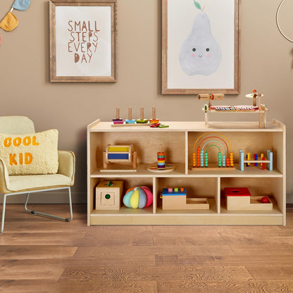 WINGYZ Wooden Storage Cabinet, 5-Section Montessori Bookshelf, Kids Toy Storage Organizer Book Shelf for Kids Rooms, Classroom, Playroom, Nursery, Preschool Book Shelves