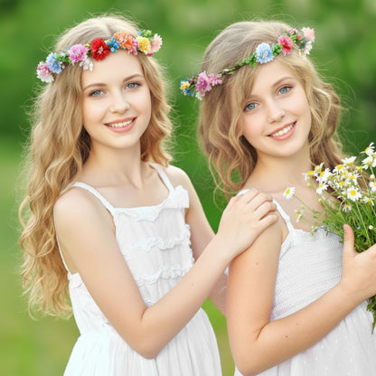 Zeyune 20 Sets Spring Tea Party Favor Flower Crowns Making Kit, Make Your Own Flower Crown Wreath Garland Headbands Craft Kit Handmade DIY Fairy Floral Hair Accessories Gift for Women