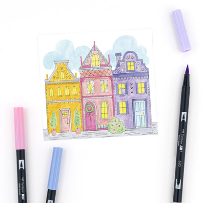 Tombow 56187 Dual Brush Pen Art Markers, Pastel, 10-Pack. Blendable, Brush and Fine Tip Markers