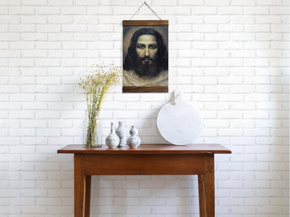 Jesus Christ Face Based on Painting by Ariel (Haroutin) Agemian Wood Framed Canvas Print 11.8 x 15.7 Inches