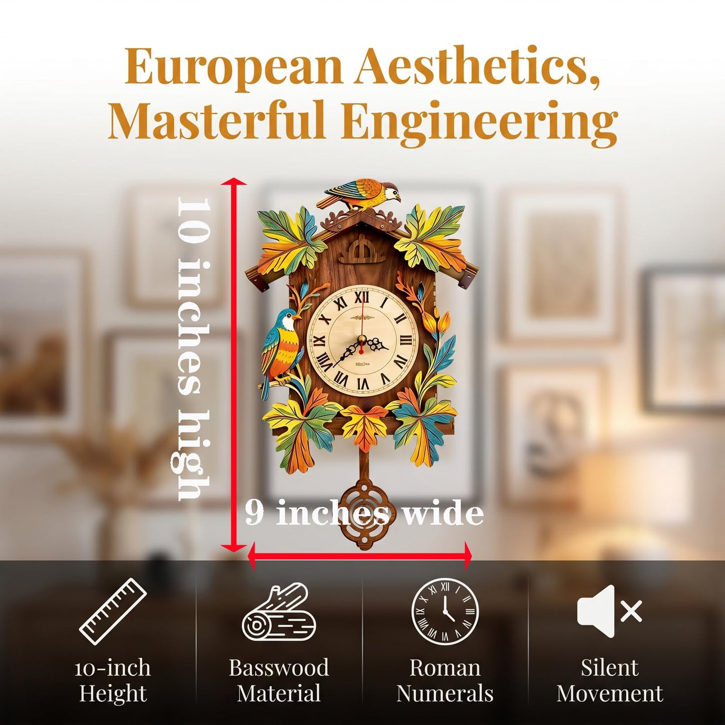 Hnyzlst Wooden Birdhouse Clock Puzzle—A 3D DIY Assembly kit for a Decorative wall Clock, Featuring Autumn Leaves and Bird Motifs, Perfect for Rustic Farmhouse-Style Decor in Kitchens and Living Rooms