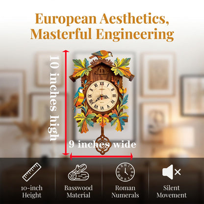 Hnyzlst Wooden Birdhouse Clock Puzzle—A 3D DIY Assembly kit for a Decorative wall Clock, Featuring Autumn Leaves and Bird Motifs, Perfect for Rustic Farmhouse-Style Decor in Kitchens and Living Rooms