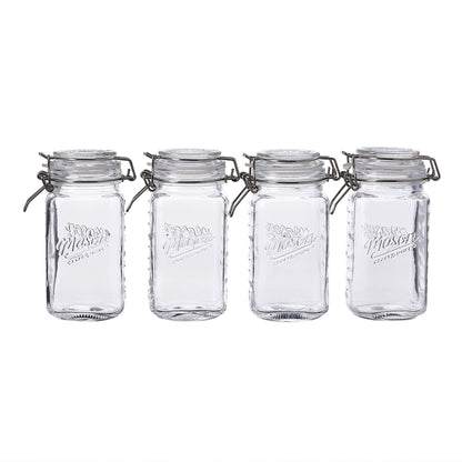 Mason Craft & More Airtight Kitchen Food Storage Clear Glass Clamp Jars, 17 Ounce (0.5 Liter) Tall Mini Clamp Jar