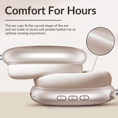 Wentronic Y02 Active Noise Cancelling Headphones,60H Battery,5 EQ Music Modes,Hi-Res Audio,Deep Bass,Foldable Wireless Over Ear Bluetooth 5.4 Headset,Breathable Leather Earpads (Starlight)