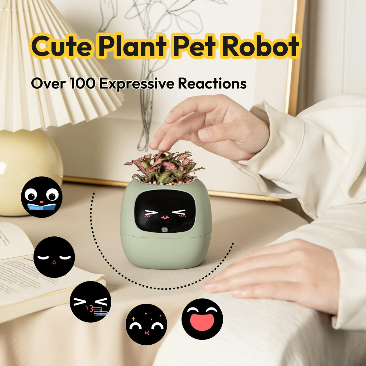 PLANTSIO Ivy Interactive AI Desk Companion, Smart Plant Pet with 100+ Expressions, Cute Indoor Planter for Office Decor, Unique Gift for Plant Lovers & Coworkers(Violet)