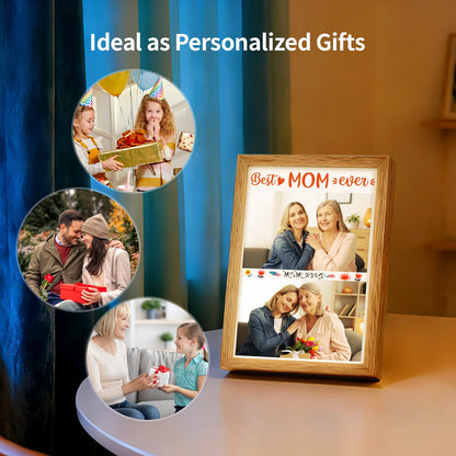 PYD Life 2 Pack A5 Night Light LED Photo Frames Panels with Sublimation Glass Sheets 5.9" x 7.87", with Wooden Frame 3 Light Modes, Custom Sublimation Blanks Night Lights for Tabletop Home Decor