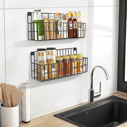 4 Set Extra Large Hanging Wall Wire Baskets, Hanging Wall Mount Storage Baskets