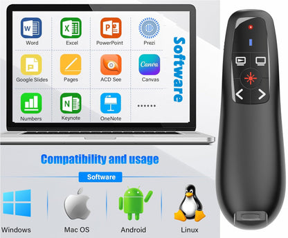 Presentation Clicker with Case Storage, Wireless Presenter Remotes with USB-A&C Receiver,Suitable for Both Desktop Computers and laptops, Mac Keynote,Including Batteries and Storage Bag,LBBYDDLL
