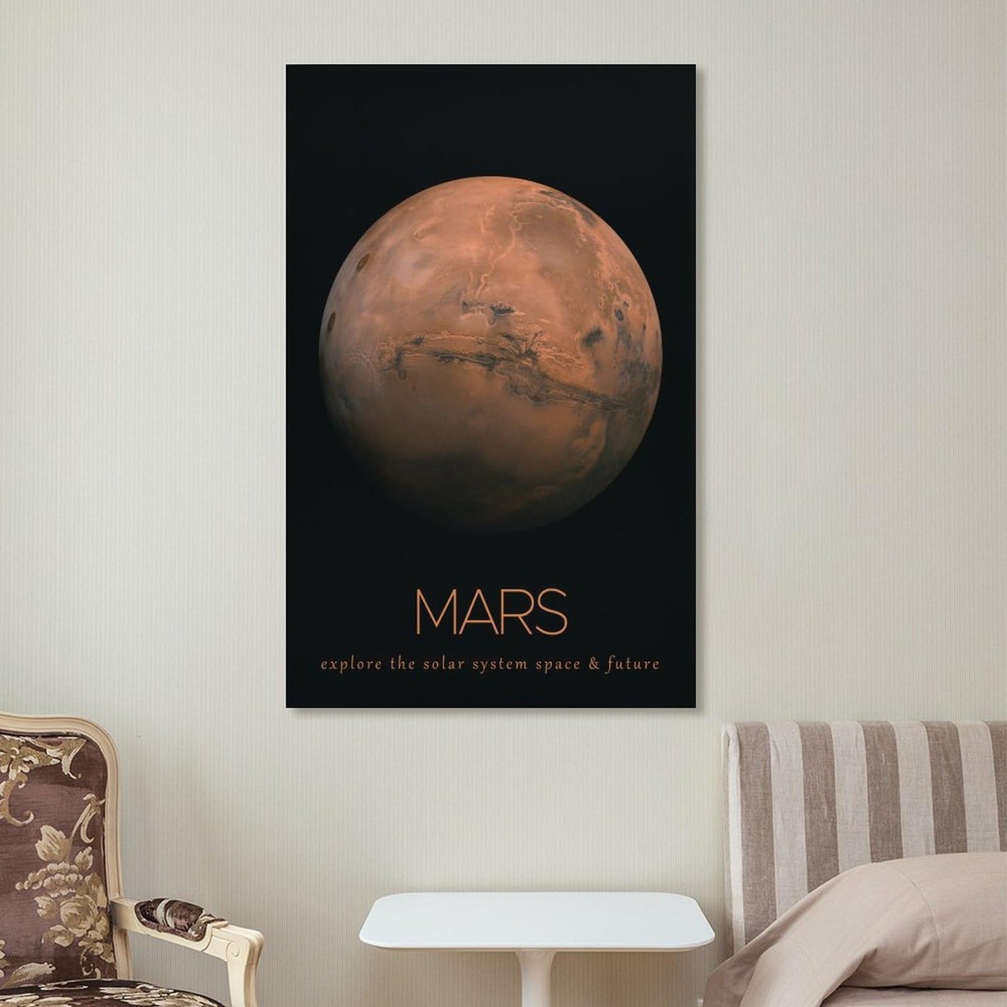 LGDSBHH Minimalist Mars Solar System Canvas Wall Art - Educational Space Planet Poster - Science Classroom & Kids Bedroom Decor - 12x18 Inch (Unframed)