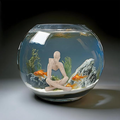 Fish Aquarium Decor Ornaments Sandstone Minimalist Resin Thinker Statue Fish Tank Decorations Small Accessories Abstract Home Decor Fish Toy for Betta Cichlid Goldfish Shrimps Hermit Crabs Turtle