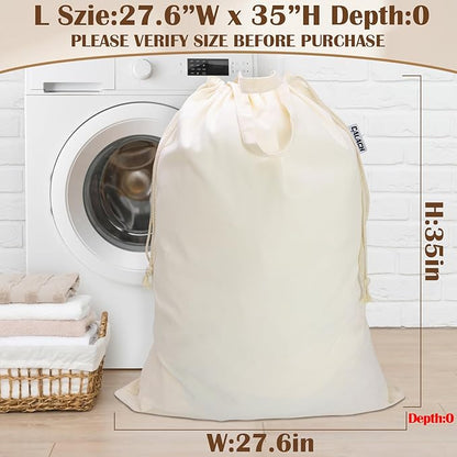 Canvas Laundry Bag with Handles & Drawstring Closure 27.5”Wx35"H, Thick Laundry