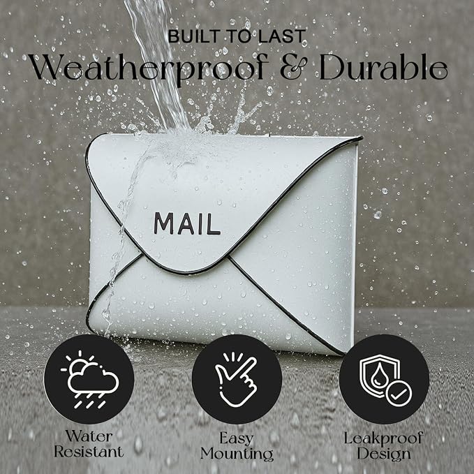 NACH Wall Mount Mailboxes for Outside, 12.5 x 5 x 10 inch White Wall Mailboxes for Outside, Waterproof Mailboxes for Outside - Envelope Mailbox Kit White
