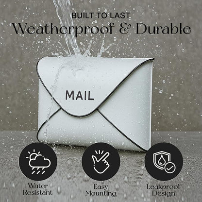NACH Wall Mount Mailboxes for Outside, 12.5 x 5 x 10 inch White Wall Mailboxes for Outside, Waterproof Mailboxes for Outside - Envelope Mailbox Kit White