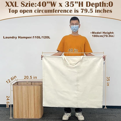 Canvas Laundry Bag 40"W x 35"H, Thick Laundry Bag