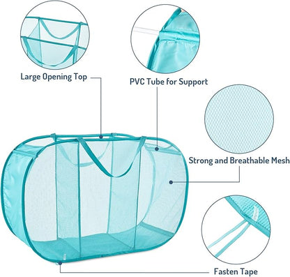 Seiritex Mesh Popup Laundry Hamper 3 Compartment Sortable Horizontal