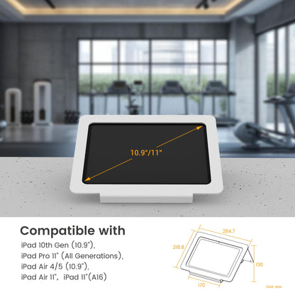Beelta Tablet Desk Stand, All Metal 30° Ergonomic with Security Cable Lock for Office, POS Counter, Reception - Compatible with iPad 10th(10.9"), Pro 11", Air 4/5, Air 11"(M2/M3/M4), iPad 11"(A16)
