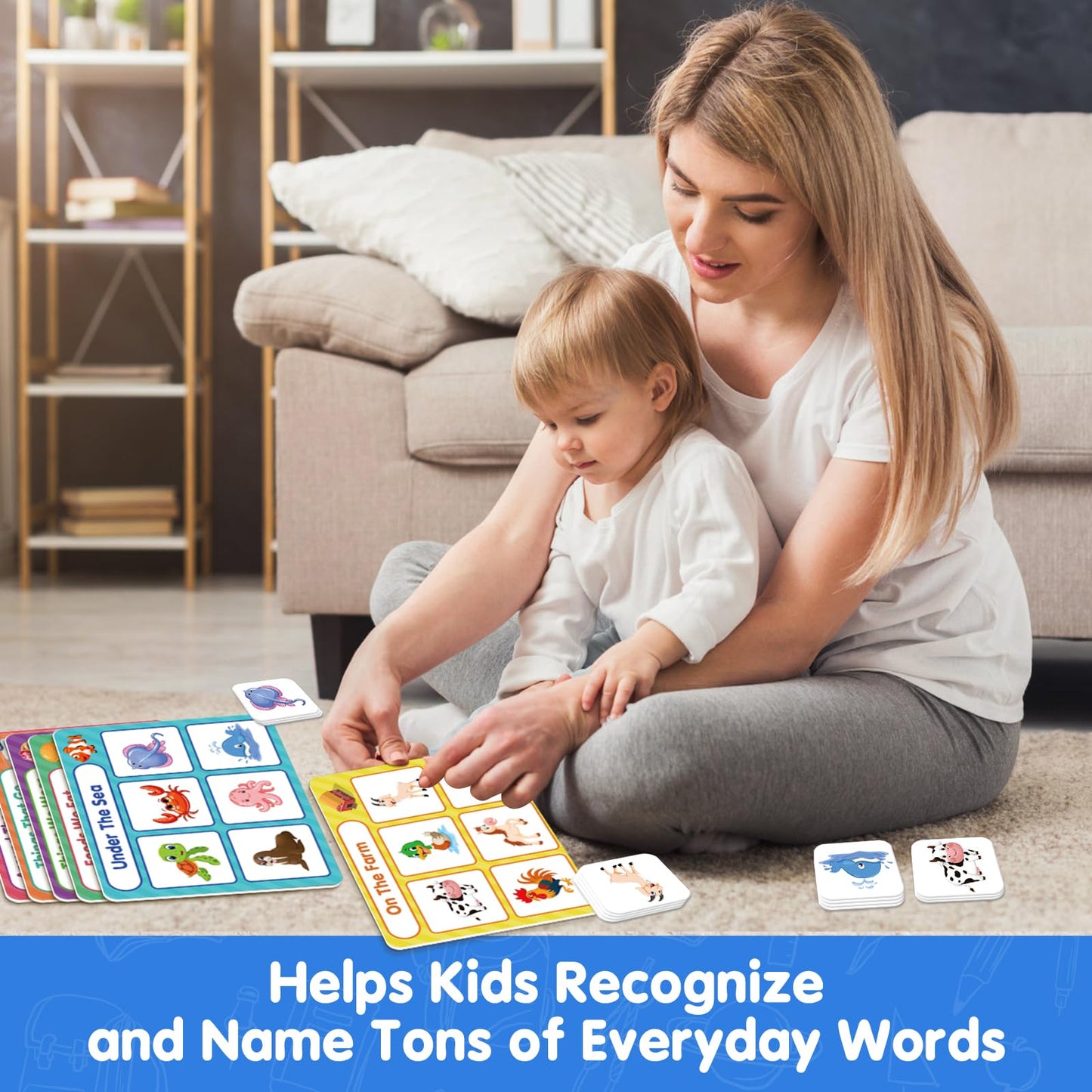 EAMAY Building Language and Matching Games Set with 6 Sorting Mats and 36 Everyday Objects Pieces Special Education Classroom,Sorting Toys for Toddlers 1-3