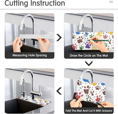 Kitchen Sink Splash Guard 2 PCS 14.7 Inch Sink Faucet Mat Splash Guard